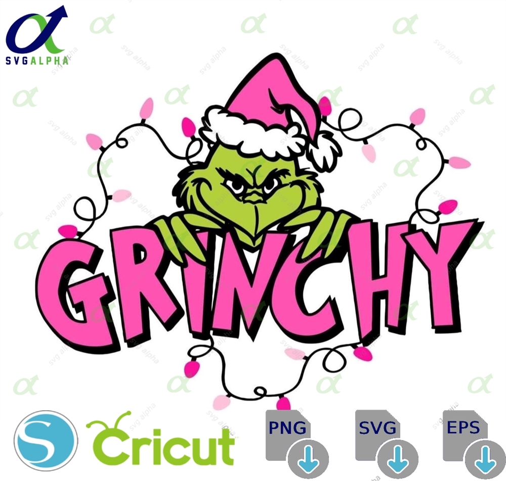 Grinchy Svg Png Dxf Eps Funny Pink Christmas Grinch Clipart Holiday Lights Digital Design For Cricut Sublimation
